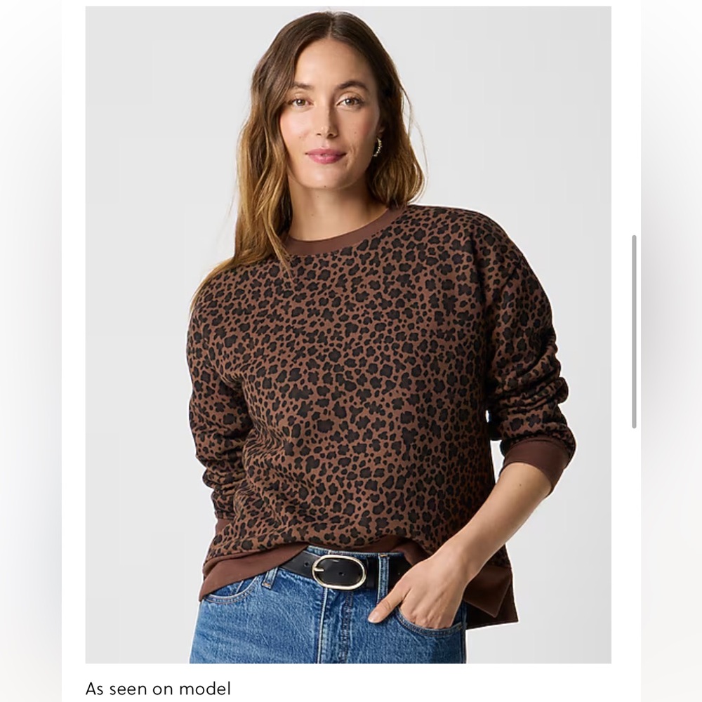 J. Crew Women's Brown Leopard Print Sweatshirt Size Small NWT